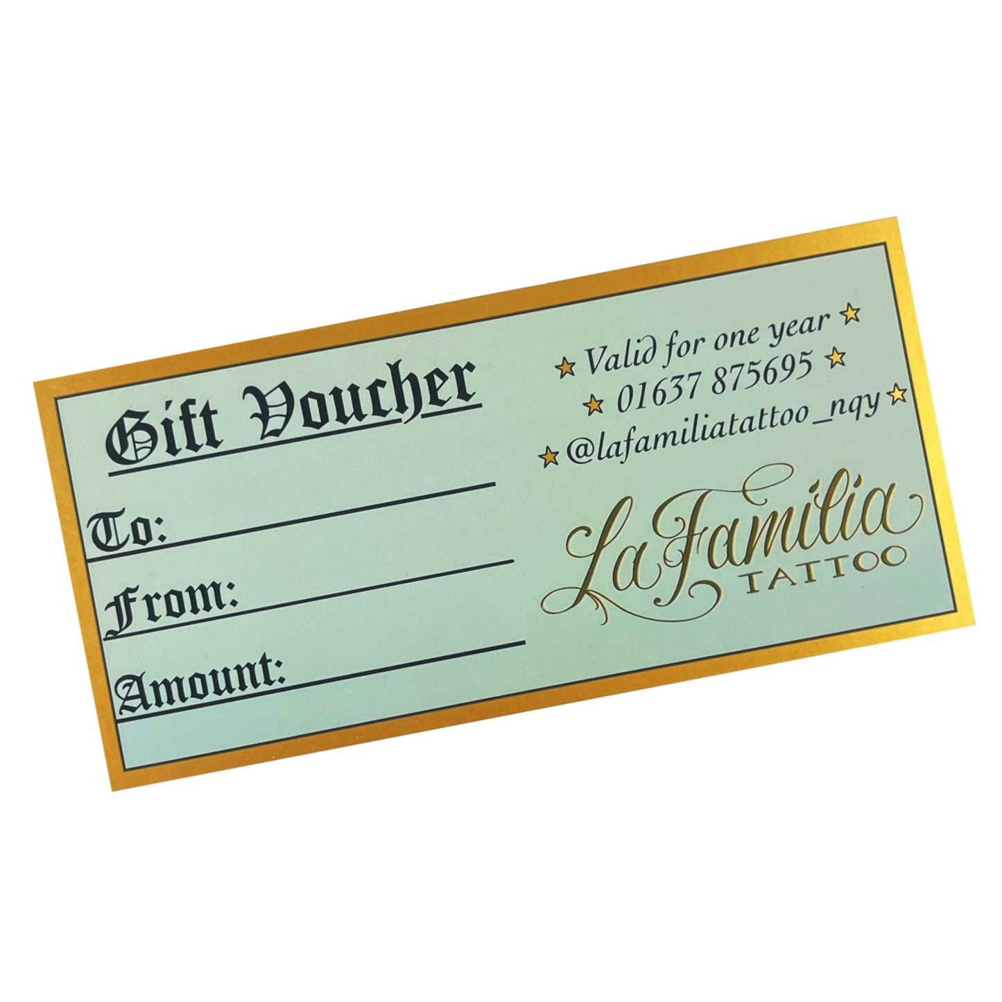 Physical Tattoo Gift Voucher